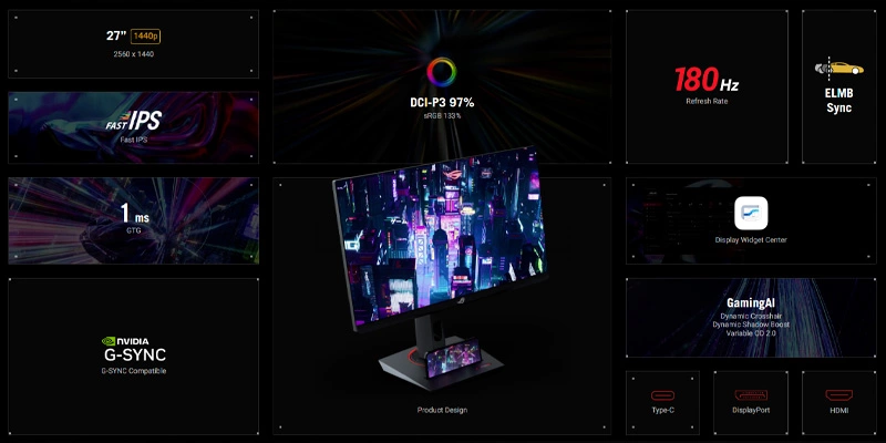 Màn hình ASUS ROG Gaming XG27ACS 2K 27 Inch Fast IPS 180Hz