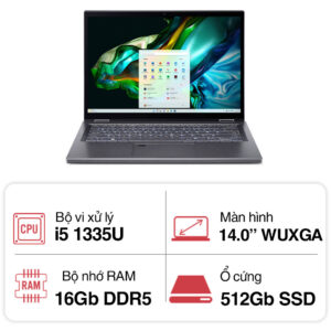 Laptop Acer Aspire A5SP14-51MTN-573X NX.KHKSV.002 (i5 1335U/ 16GB/ 512GB SSD/ 14 inch WUXGA Touch/ Win11/ Vỏ nhôm/ Pen/ 1Y)