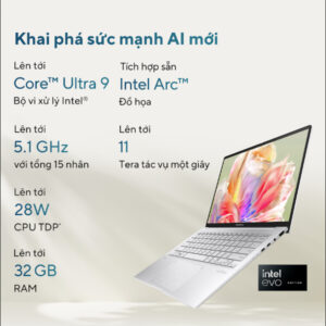 Laptop Asus Zenbook 14 OLED UX3405MA-PP151W (Ultra 5 125H/ 16GB/ 512GB SSD/ 14 inch 3K/ 120Hz/ Win11/ Blue/ Vỏ nhôm)