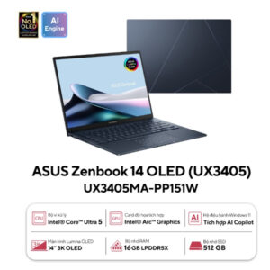 Laptop Asus Zenbook 14 OLED UX3405MA-PP151W (Ultra 5 125H/ 16GB/ 512GB SSD/ 14 inch 3K/ 120Hz/ Win11/ Blue/ Vỏ nhôm)