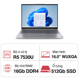 Laptop Lenovo ThinkBook 16 G6 ABP màn 2K (R5 7530U/ 16GB/ 512GB SSD/ 16 inch WQXGA/ Win11/ Grey/ Vỏ nhôm/ 2Y)