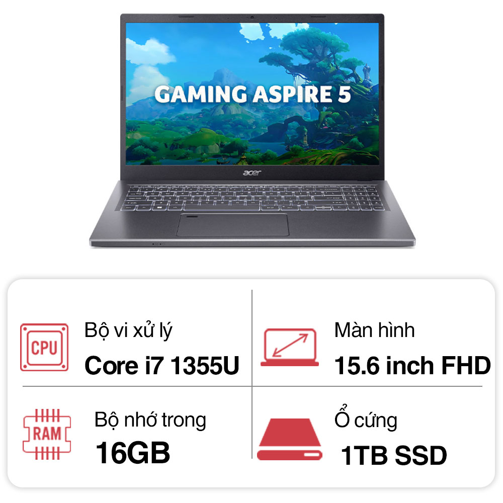 Laptop Acer Aspire A515-58P-71EJ NX.KHJSV.00A (i7 1355U/ 16GB/ 1TB SSD/15.6 inch FHD/Win11/ Gray/ Vỏ nhôm/1Y) Laptop Acer Aspire A515-58P-71EJ NX.KHJSV.00A (i7 1355U/ 16GB/ 1TB SSD/15.6 inch FHD/Win11/ Gray/ Vỏ nhôm/1Y)