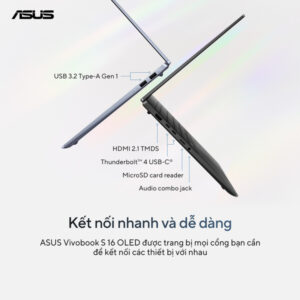 Laptop Asus Vivobook S16 OLED S5606MA-MX051W (Ultra 7 155H/ 16GB/ 512GB SSD/ 16 inch 3.2K/ 120Hz/ Win11/ Blue/ Vỏ nhôm)