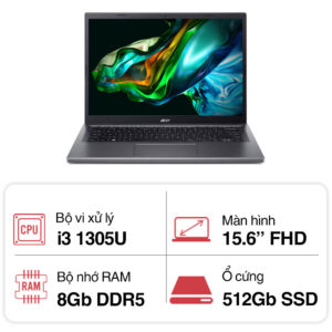 Laptop Acer Aspire A515-58P-35EU NX.KHJSV.006 (i3 1305U/ 8GB/ 512GB SSD/ 15.6 inch FHD/ Win11/ Vỏ nhôm/ 1Y)