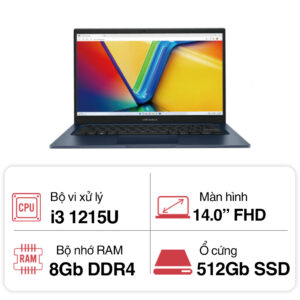 Laptop Asus Vivobook 14 X1404ZA-NK386W (i3 1215U/ 8GB/ 512GB SSD/ 14 inch/ Win11/ Blue)