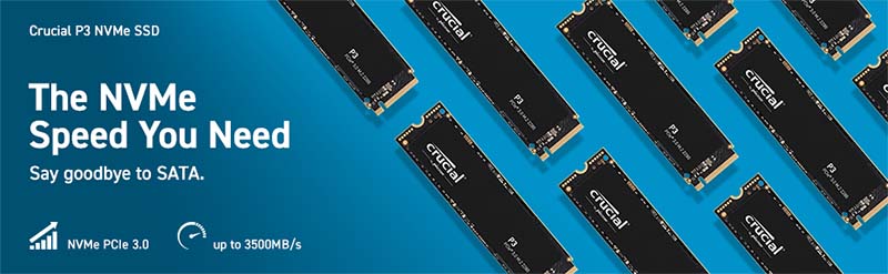 SSD Crucial P3 500GB NVMe 3D-NAND M.2 PCIe Gen3 x4 CT500P3SSD8