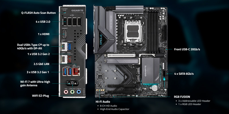 Mainboard PC Gigabyte X870 EAGLE WIFI 7 Mainboard PC Gigabyte X870 EAGLE WIFI 7