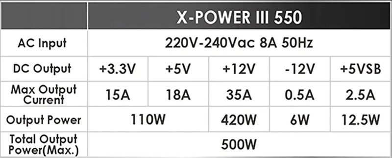 Nguồn máy tính XIGMATEK X-POWER III X-550 Nguồn máy tính XIGMATEK X-POWER III X-550