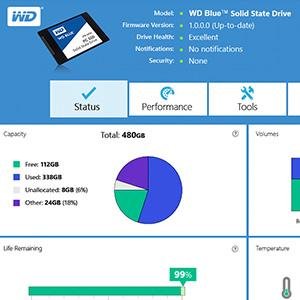 Phần mềm quản lý WD SSD Dashboard đi kèm