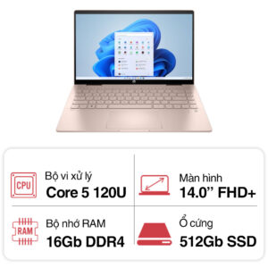 Laptop HP Pavilion x360 14-ek2024TU 9Z2V6PA (Core 5 120U/ 16GB/ 512GB SSD/ 14 inch FHD Touch/ Win11/ Gold/ Vỏ nhôm/ Pen)