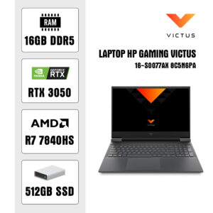 Laptop HP Gaming Victus 16-s0077AX 8C5N6PA (R7 7840HS/ 16GB/ 512GB SSD/ RTX 3050 6Gb/ 16.1 inch FHD/ 144Hz/ Win11/ Black)