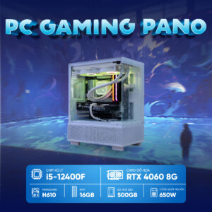 PC Gaming PANO I5-4060 WHITE (i5-12400F, RTX 4060 8GB, RAM 16GB, SSD 500GB, 650W)