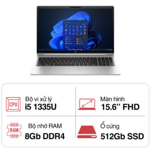 Laptop HP ProBook 450 G10 9H1N4PT (i5 1335U/ 8GB/ 512GB SSD/15.6 inch FHD/Win11/ Silver/ Vỏ nhôm)