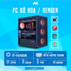 PC RENDER i7-4070 ( i7-14700K, RTX 4070 OC 12GB, Ram 32GB DDR5, SSD 1TB, 850W )