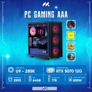 PC RENDER U9-5070 ( U9-285K, RTX 5070 12GB, Ram 64GB DDR5, SSD 1TB, 850W )