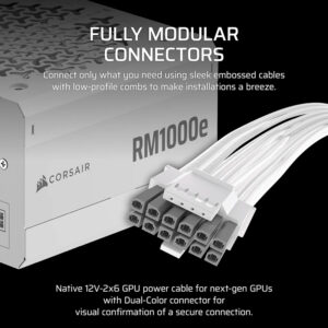 Nguồn máy tính Corsair RM1000e White ATX 3.1 1000W Cybenetics Gold CP-9020294-NA