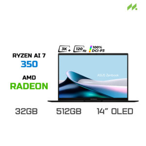 Laptop Asus Zenbook 14 OLED UM3406KA-PP590WS (Ryzen AI 7 350, Radeon Graphics, Ram 32GB LPDDR5X, SSD 1TB, 14 Inch OLED 3K 120Hz 100% DCI-P3, Win11/OFFICE2024)