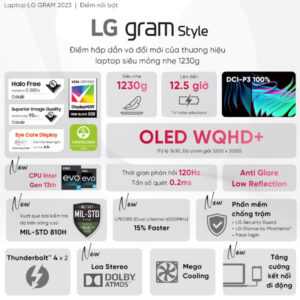 Laptop LG Gram Style 16Z90RS-G.AH54A5 (i5 1340P/ 16GB/ 512GB SSD/ 16 inch WQHD/ 120Hz/ Win11/ White)