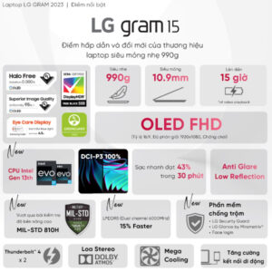Laptop LG Gram Ultra Slim 15Z90RT-G.AH55A5 (i5 1340P/ 16GB/ 512GB SSD/ 15.6 inch FHD/ Win11/ Blue)