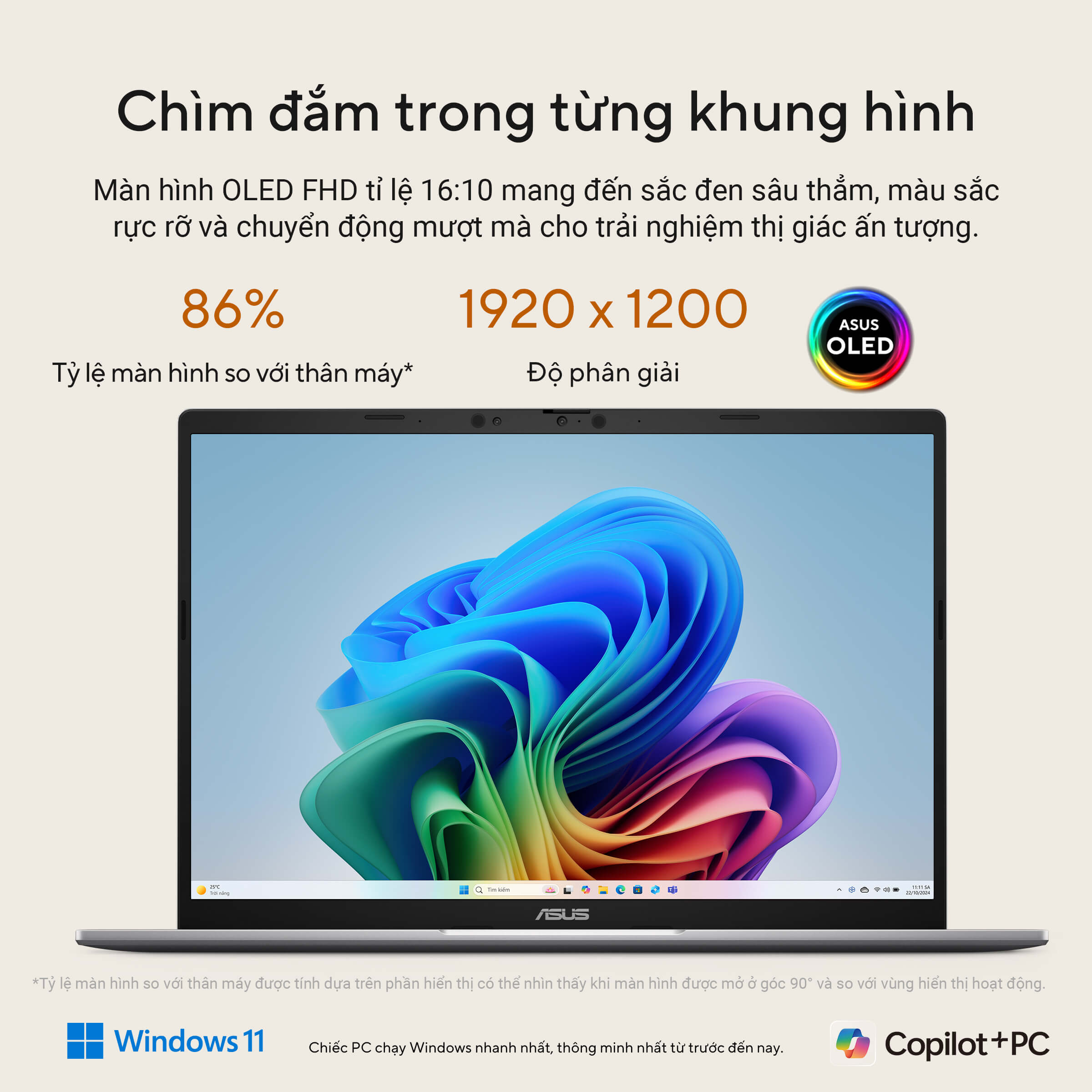 60526_11 Laptop Asus Vivobook S14 M3407KA-SF034WS (AI 5 330/ 16GB/ 512GB SSD/ 14 inch WUXGA/ 60HZ/ Win 11/ Office/ Silver/ Vỏ nhôm)