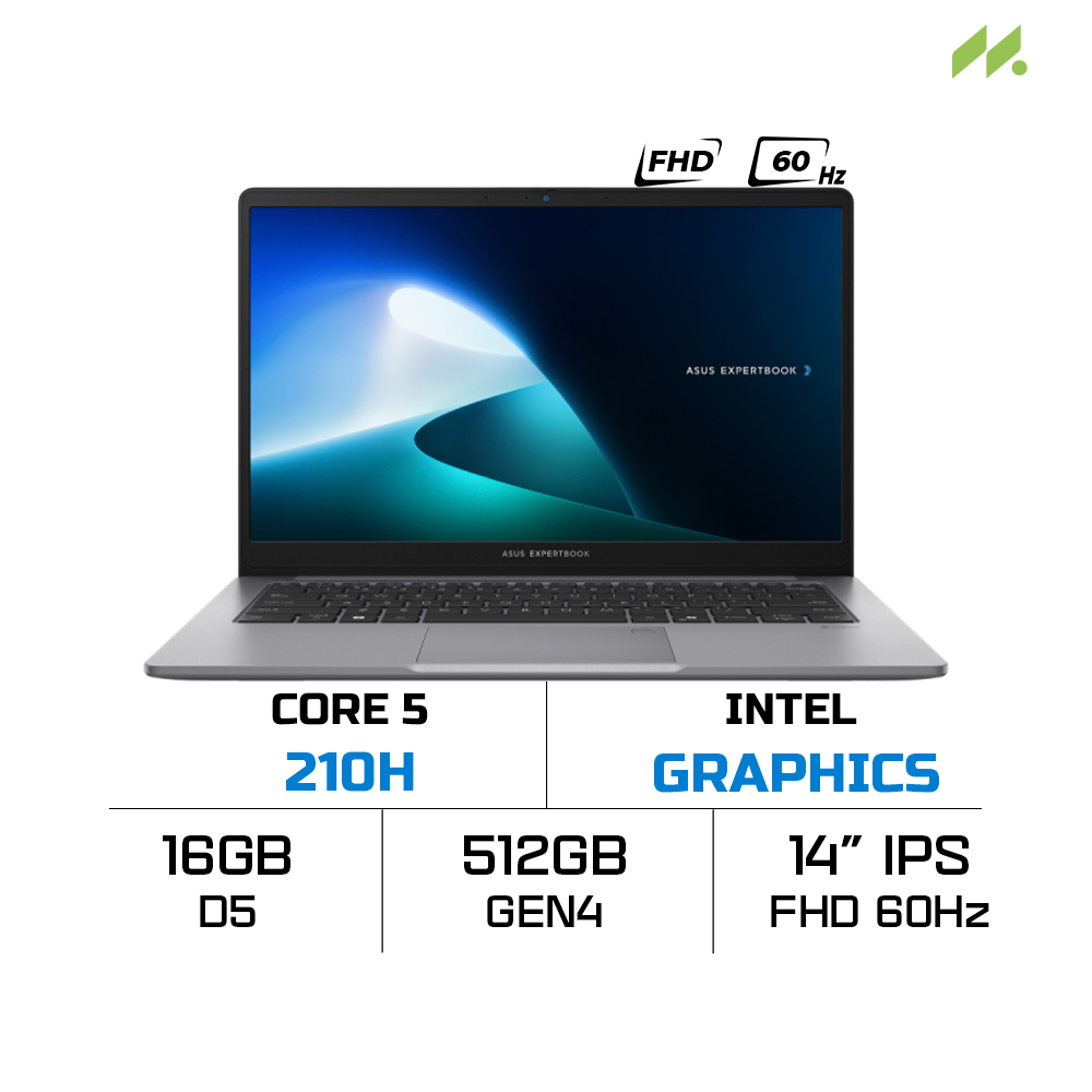 Laptop ASUS ExpertBook P1 P1403CVA-C5H16-50W (Core 5 210H, Intel Graphics, RAM 16GB DDR5, SSD 512GB, 14 Inch IPS FHD 60Hz)
