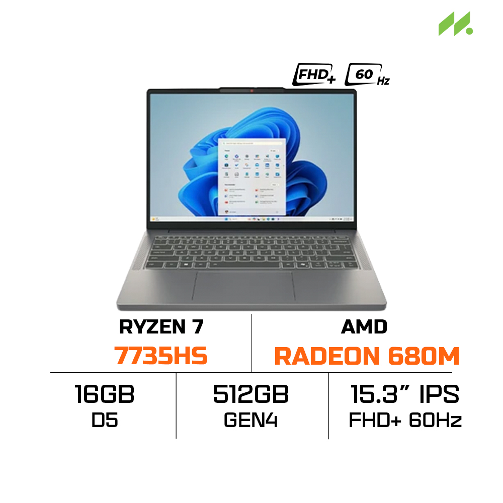 Laptop Lenovo IdeaPad Slim 3 15ARP10 83K700EWVN (Ryzen 7 7735HS, AMD Radeon 680M, RAM 16GB DDR5, SSD 512GB, 15.3 Inch IPS FHD+ 60Hz, Win 11)