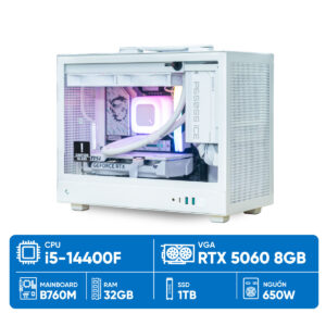 PC M5 WHITE i5-5060 (i5-14400F, RTX 5060 OC 8G, Ram 32GB, SSD 1TB, 650W)