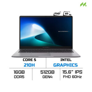 Laptop ASUS ExpertBook P1 P1503CVA-C5H16-63WS (Core 5 210H, Intel Graphics, RAM 16GB DDR5, SSD 512GB, 15.6 Inch IPS FHD 60Hz, Win 11 Home/Office Home 24)